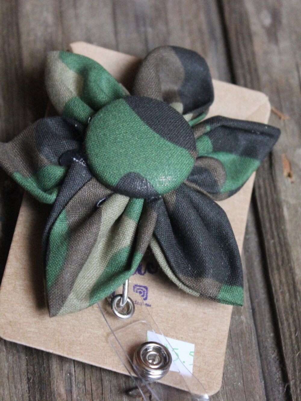 Camo name badge clip